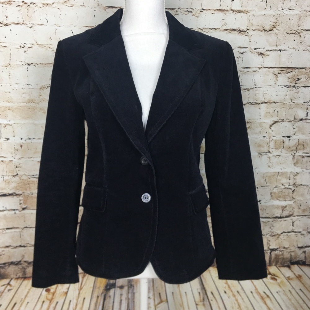H&M Navy Blue Corduroy Two Button Blazer